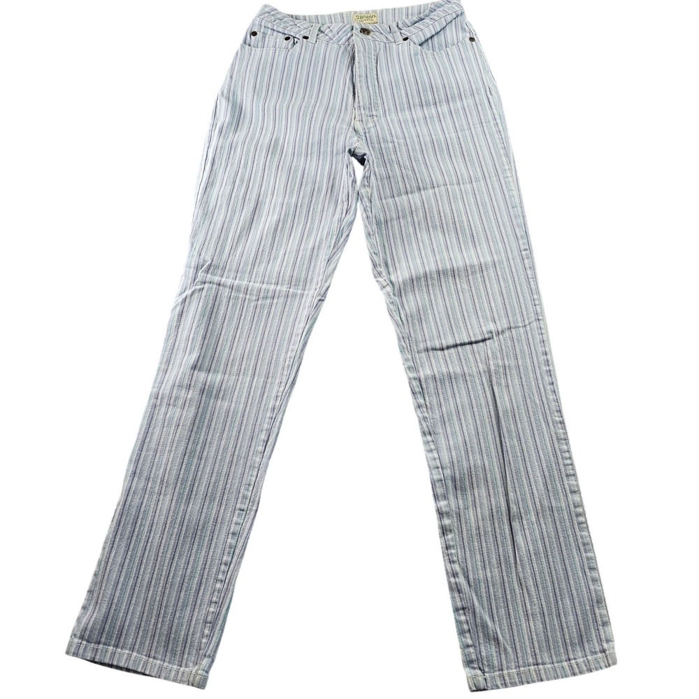 St John's Bay Stretch‎ Striped Jeans Women's Size 6 Blue White Casual Pants